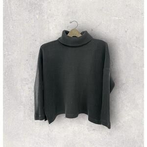 Old Navy Womens Turtle Neck Sweater Cozy Waffle Knit Black Warm Petite Small